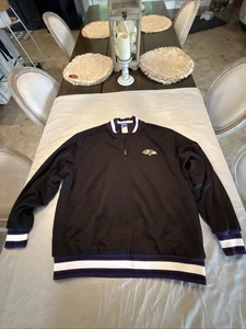Baltimore Ravens NFL Reebok On Field Tm Apparel 2000s Sz L Black Lined 1/4 Zip - Picture 1 of 18