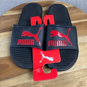 Sandalias sin cordones PUMA Cool Cat 2.0 Slides para hombre 10 EVA negras/rojas cómodas NUEVAS - Imagen 1 de 12