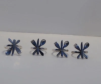 Juego de 4 servilleteros de acero inoxidable pesados sin marca Foto 1 de 3