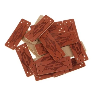 20Pcs Retro Brown PU Leather Label Handmade Tags Label Embellishments Ornaments, - Picture 1 of 3