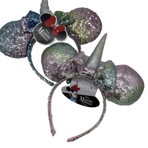 Cerchietto orecchie paillettes unicorno Disney Parks Minnie Mouse Topolino DUE ORECCHIE NUOVE - Foto 1 di 4
