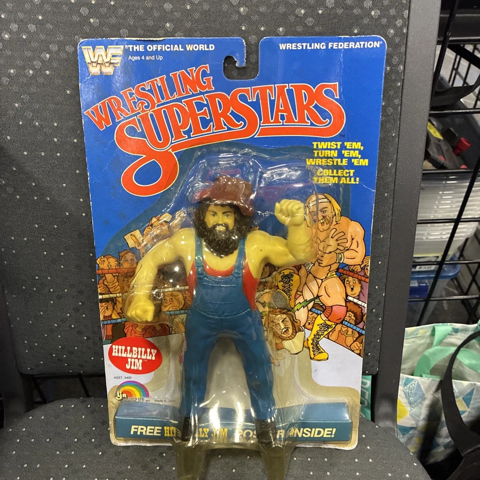 1985 WWF LJN Wrestling Superstars Hillbilly Jim SEALED with Hat - Image 1 of 4