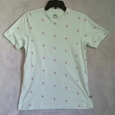 Free Planet Junior's Mint Green Pink Flamingo Tee Shirt Organic Cotton Blend XS - Image 1 of 4
