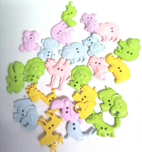 Novelty Buttons Pastel Safari Animal 2 sew thru hole colour size variety mix 20g - Picture 1 of 1