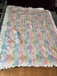 Vintage Handmade quilt 66" X 44” Lace With Rainbow backing/ Purple Backside - Picture 1 of 8