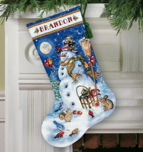 DIMENSIONS GOLD COLLECTIONS  "SNOWMAN AND FRIENDS " CROSS STITCH KIT - Bild 1 von 4