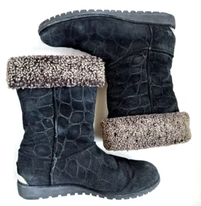 Stuart Weitzman Women's US 7.5 Black Suede Leather Fur Lined Pull On Boots - Picture 1 of 8