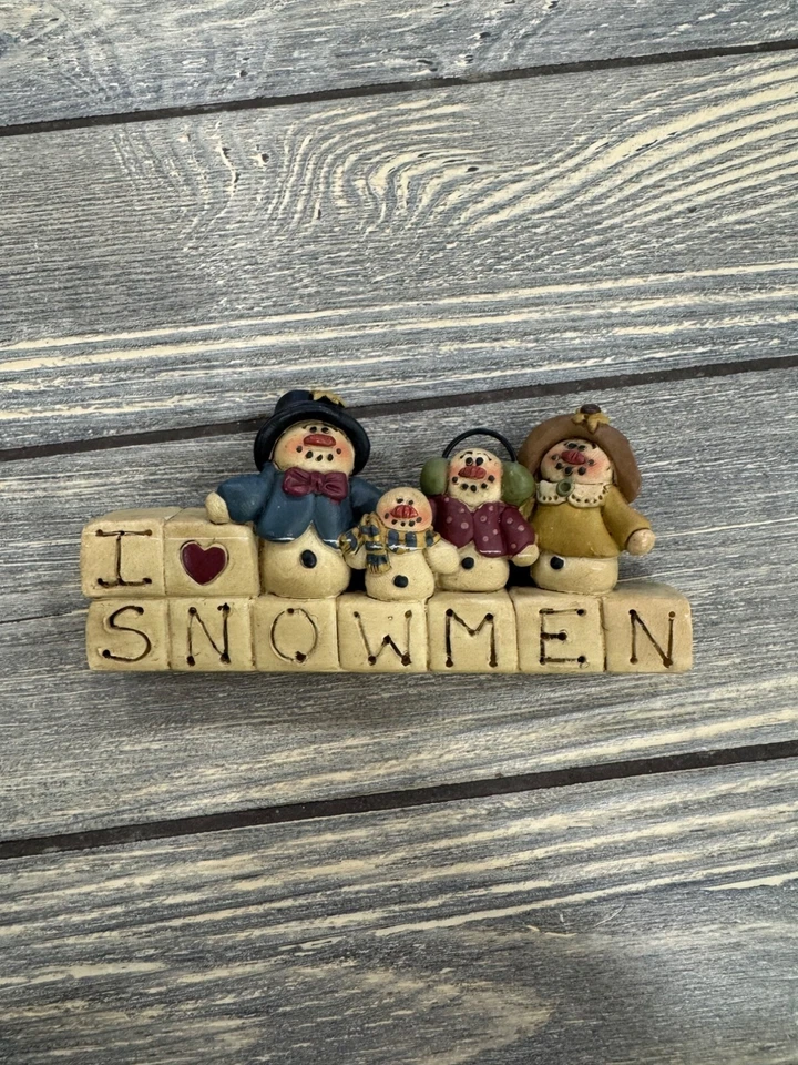 Letrero de bloque decorativo I Love Snowmen SUZI por cubo de flores vacaciones de invierno Foto 1 de 3