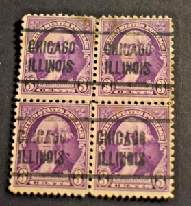 4 - 1932 US Stamps - Scott # 720 - 3 Cent Washington Precancels - Chicago. b - Picture 1 of 2
