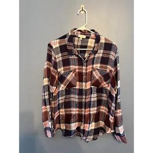 Lucky Brand Damen rosa & blau Flanell Knopfleiste Gr. XL, extra weiches Material - Bild 1 von 5
