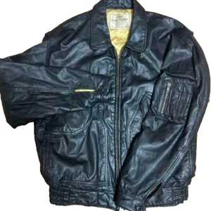 Camel Trophy Leather Jacket One Size Black Vintage 90s - Picture 1 of 8