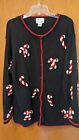 Vintage Quacker Factory Black with Candy Cane Embellishments Size 1X