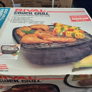 Indoor Grill * Rival Brand Crock Grill Electric Ceramic Black Vintage Works - Picture 1 of 5