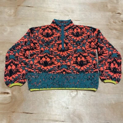 Pullover polar difuso Anthropologie Christina talla XS naranja neón y azul cremallera 1/4 Foto 1 de 4