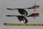 2 Vtg Antique EMPIRE CITY No 4 FLUTED SPOON Spinner Fishing Lures VG+