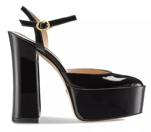 STUART WEITZMAN SkyHigh 145 Patent Ankle-Strap Platform Pumps Black US 6 - Picture 1 of 15