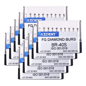 10Kits AZDENT Dental Diamond Burs Kit Ball Shape BR-40S for High Speed Handpiece - Picture 1 of 5