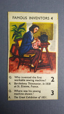 1961 Quaker Oats Famous Inventors Trade Card - Sewing Machine, B. Thimmonier