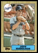 1987 Topps Baseball Card Jeff Hamilton Rookie Los Angeles Dodgers #266