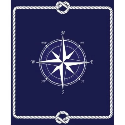 New Nautical Compass Knots Rope Plush Throw Blanket Gift SOFT Blue Ocean Ship - Image 1 of 3