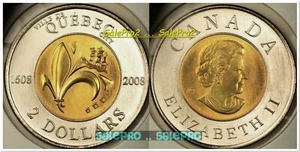 KANADA 2008 CANADIAN VILLE DE QUEBEC QUEEN TOONIE BI-METALLIC $2 DOLLAR COIN - Bild 1 von 2