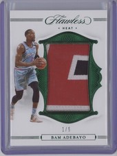 BAM ADEBAYO 2019-20 PANINI FLAWLESS BASKETBALL GAME-USED PATCH EMERALD 1/5 
