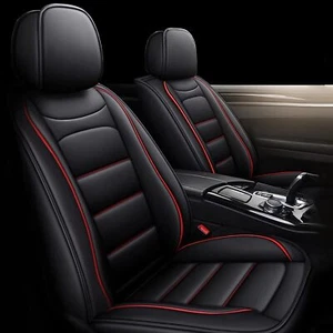 For Kia Spectra 2002-2009 Red Lines Car 5-Seat Covers Cushion Pad Fuax Leather - Picture 1 of 7