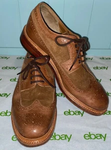 GRENSON ENGLAND Mens Lace Up Derby Shoes Brown Tan Suede Size 8 G - Picture 1 of 8