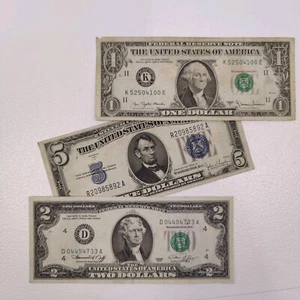1934 five dollar silver seal note one dollar bill 1977 $2 banknote 1976 - Picture 1 of 10