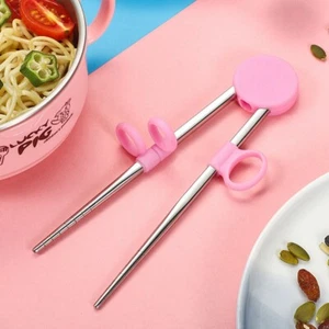 Kids Adult Children Stainless Steel Training Chopsticks Beginner Learning Helper - Picture 1 of 7