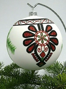Weihnachtsschmuck polnische Volkskunst handgefertigte Glaskugel 5 Zoll ***TOP QUALITÄT*** - Bild 1 von 6