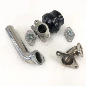 Black Adjustable 38mm 2 Bolts External Turbo Wastegate+38mm elbow adapter - Picture 1 of 9