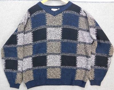 Vintage Bugle Boy Geometric Sweater Men's L Cosby 80s 90s BlueBlackGray - Image 1 of 4