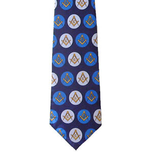 Freemason's Tie - Blue and White Polyester polka dot Masonic pattern