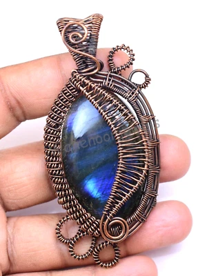 Raro 152.95 KT Labradorite Cabo Rame Gomitoli di Filo Bello Ciondolo Gioielli - Immagine 1 di 4