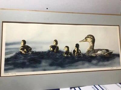 Sueellen Ross Mallards Departing signed & # 26/350 hand tinted etching 1981 - Image 1 of 4
