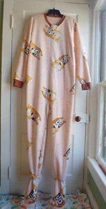 Adult Large: Bluey Bingo Fleece One Piece Pajamas Footed Sleeper Full Zip Abdl - Picture 1 of 12