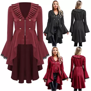 Womens Jackets Vampire Renaissance Tuxedo Tailcoat Cosplay Dress Up Outerwear - Picture 1 of 34