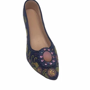 Sarna Charmed Life 1990s Mini Shoe 7-35 Blue Floral 4" Pump Collectible - Picture 1 of 12