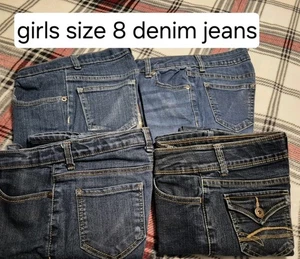 GIRLS SIZE 8 JEANS LOT, 4 Pieces EXCELLENT Condition, Bootcut, Flare & Straight - Picture 1 of 10