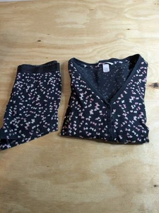 Conjunto de pijama para mujer Victorias Secret talla XS camisa corta conjunto de pijama negro rosa corazones - Imagen 1 de 11