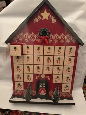 New Wood Wooden Advent Calendar with 25 Drawers Christmas Tabletop Country Decor - Image 1 of 4