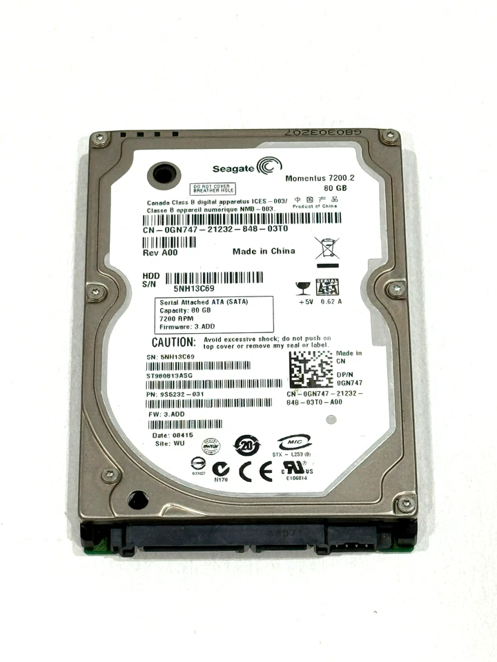 SEAGATE 9S5232-031 LAPTOP/NOTEBOOK HARD DRIVE MOMENTUS 7200.2 ST980813ASG 80 GB - Image 1 of 4