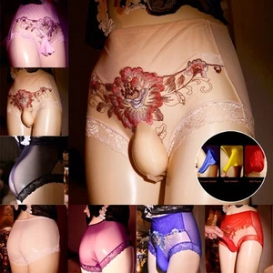 Slips en dentelle pour hommes sous-vêtements sexy culotte de boxer poche Sissy - Photo 1/15
