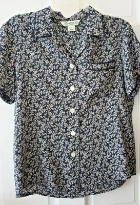 Blusa de seda Austin Reed Ditsy estampado floral negro encaje ribete casa núcleo talla 6 Foto 1 de 4