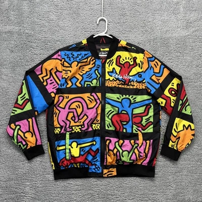 Keith Haring x Members Only Jacket Mens Large Multicolor Pop Art Bomber Graphic - Image 1 of 4