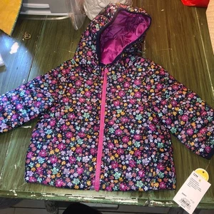 Jumping Beans NWT Multicolor Floral Puffer Coat Size 12M - Picture 1 of 6
