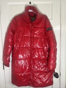 NVLT Red Puffer Jacket Size M Oversized Cozy Mid-Length - Picture 1 of 8