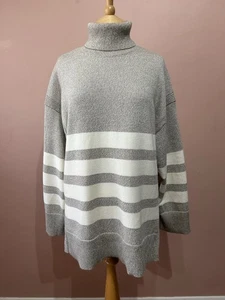 COS Current Season Beige Striped Wool Turtle Neck Jumper Label Size M UK 14 - Picture 1 of 5