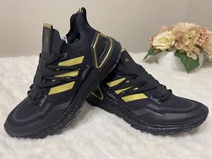 Adidas Ultra Boost 20 LAB Black Gold Extra Gold Laces! H03051 SZ 7.5 NWOB - Picture 1 of 14